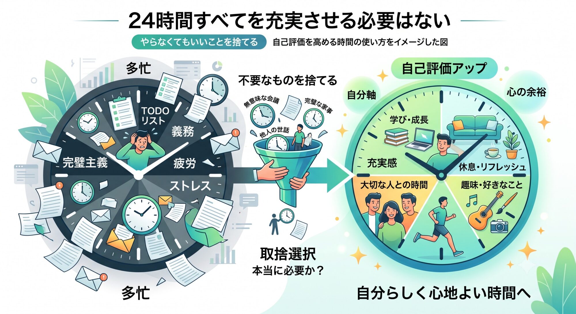 幸せな時間を持つ。書籍：いつも幸せな人は2時間の使い方の天才。